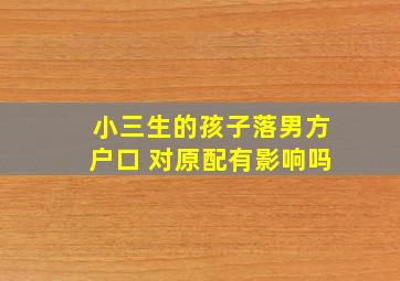 小三生的孩子落男方户口 对原配有影响吗